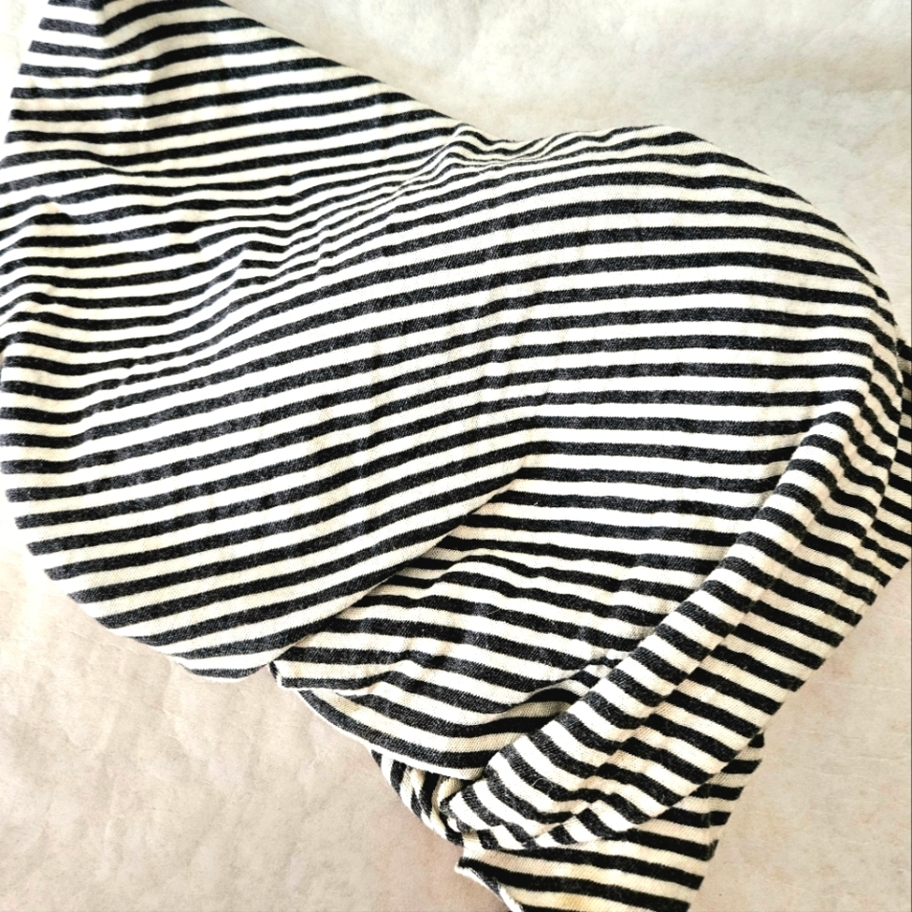 Long Diagonal Stripe Scarf Charcoal Gray And Cream - Picture 2 of 2
